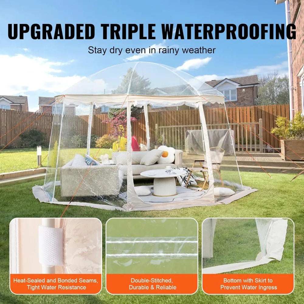 Upgraded Pop Up Bubble Tent for 8 to 10 People - Simple Assembly Required - 12 by 11.1 Feet Outdoor Clear Bubble Dome - Weatherproof Camping Tent