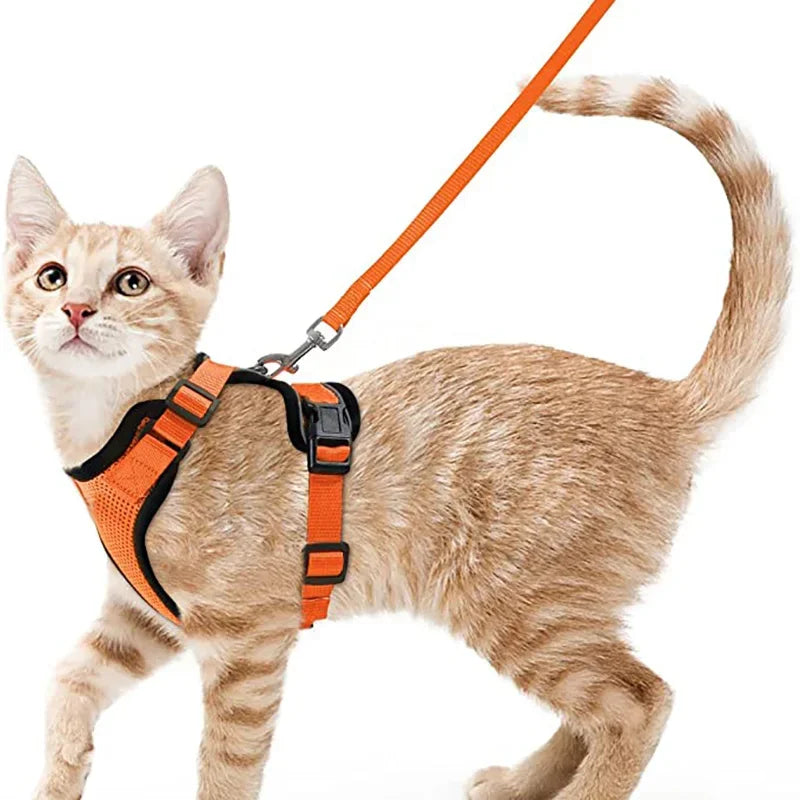 Cat Harness and Leash for Walking Escape Proof Soft Adjustable Vest Harnesses for Cats Easy Control Pet Collar