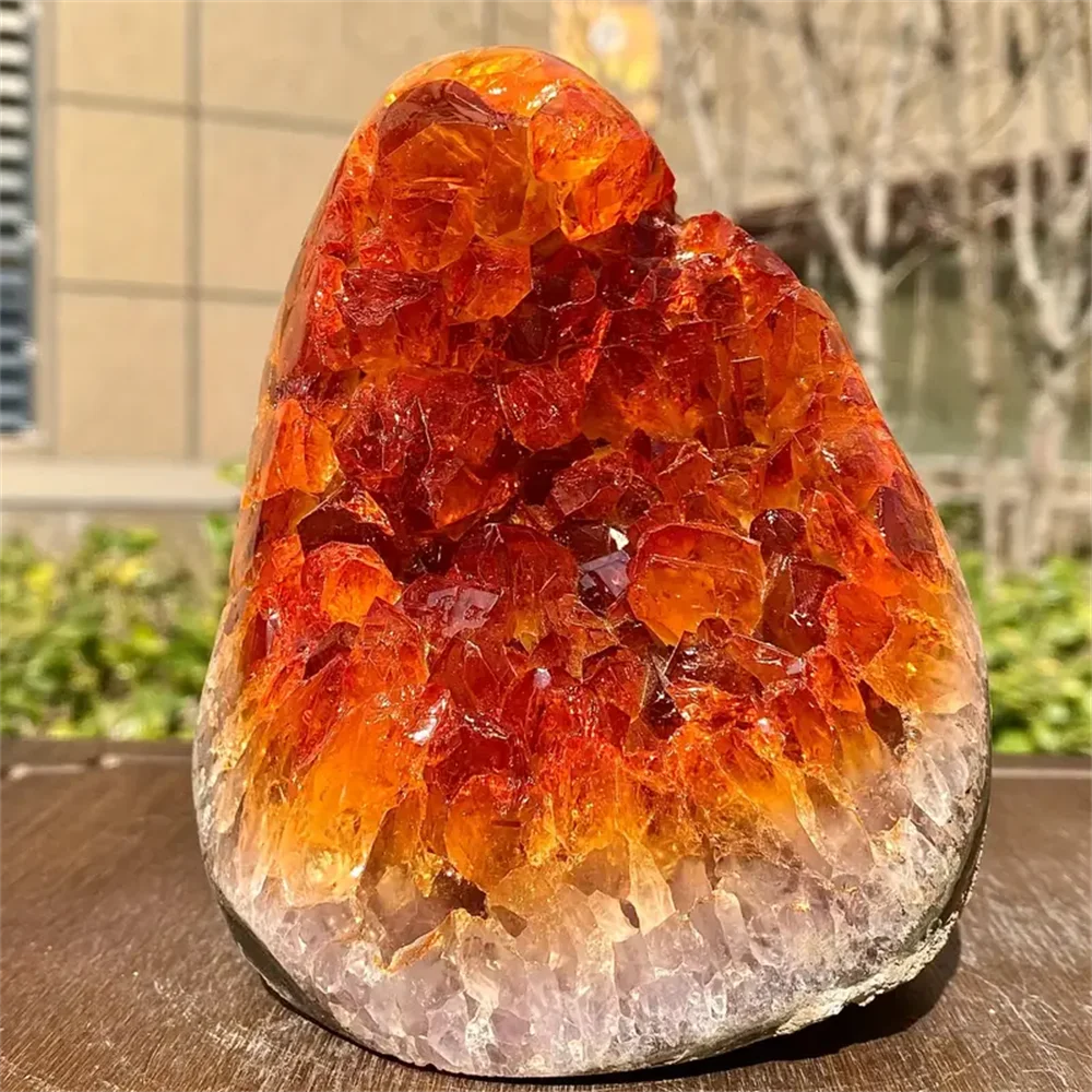 1PC Rare Orange Colorful Crystal Geode Rocks Cluster Quartz Stone Mineral Crystal Rock Ornament