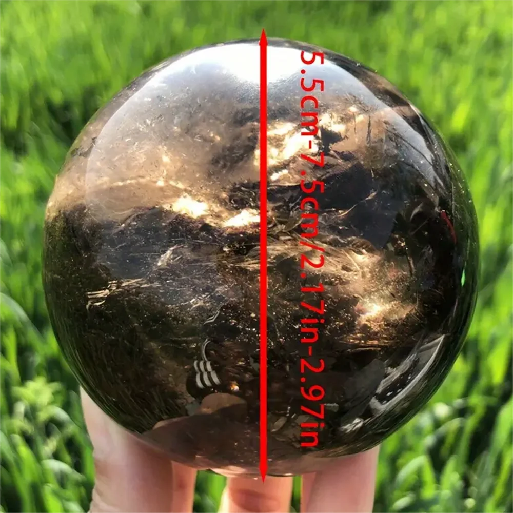 1pc Hand Polished Tea Quartz Crystal Ball Natural Stone Sphere with Earthy Tones and Unique Inclusions