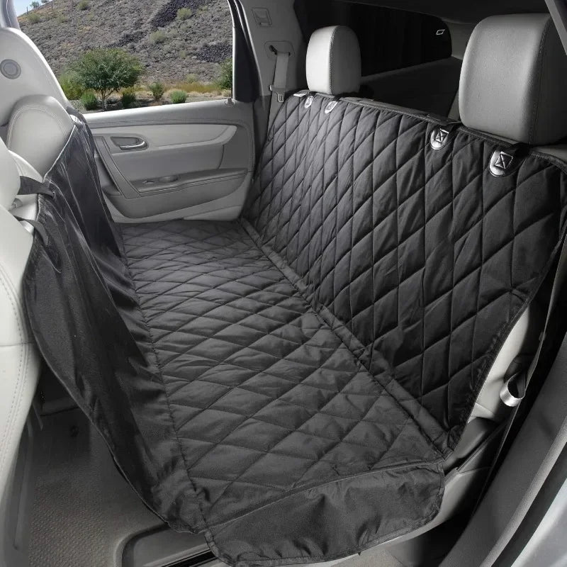 Dog Backseat Cover with Hammock for Cars SUVs and Trucks Waterproof Nonslip Seat Protector Durable Nylon Clips