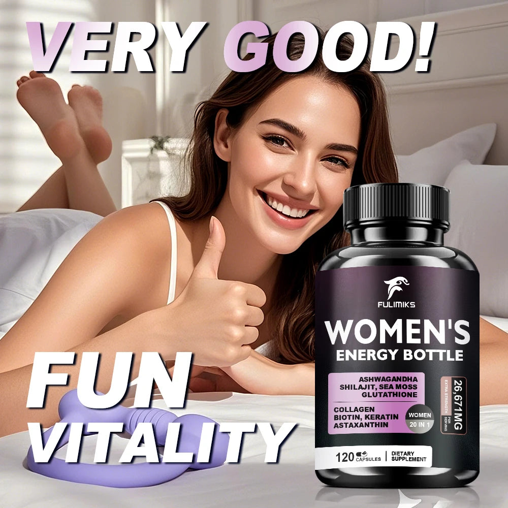 Women's Energy Pills Supplements with Sea Moss, Shilajit, Ashwagandha, Women's Health- 120 Capsules
