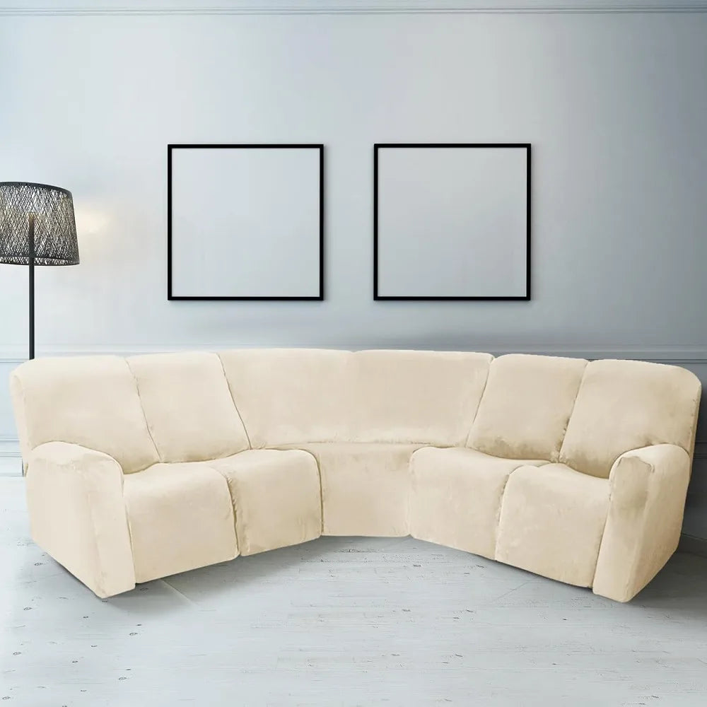 L Shaped Sectional Sofa Cover Velvet Stretch Slipcover