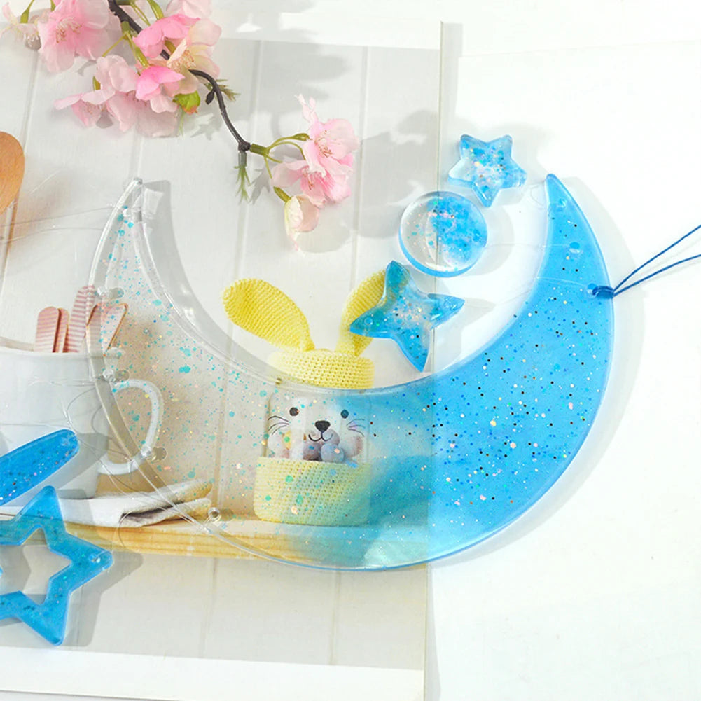 Resin Moon Wind Chimes Casting Mold Tools Silicone Crystal Mirror Mould Decor