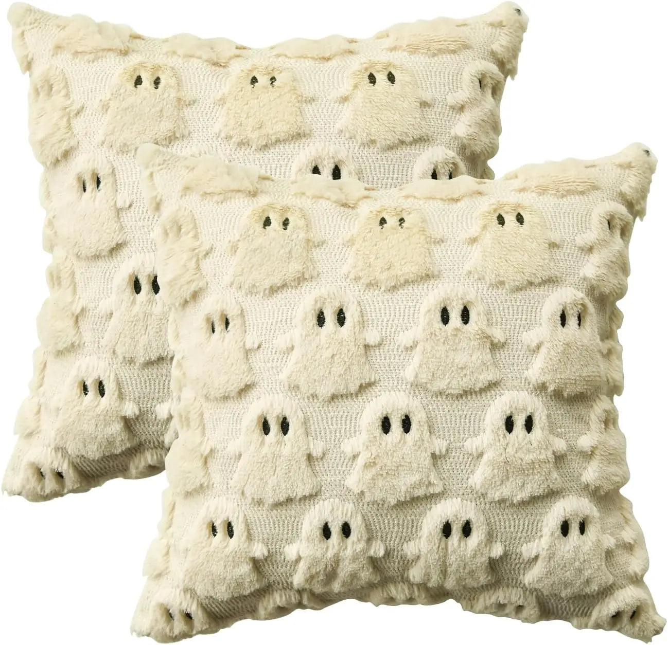 Colorlife Halloween Ghost Beige Throw Pillow Covers 2 16x16