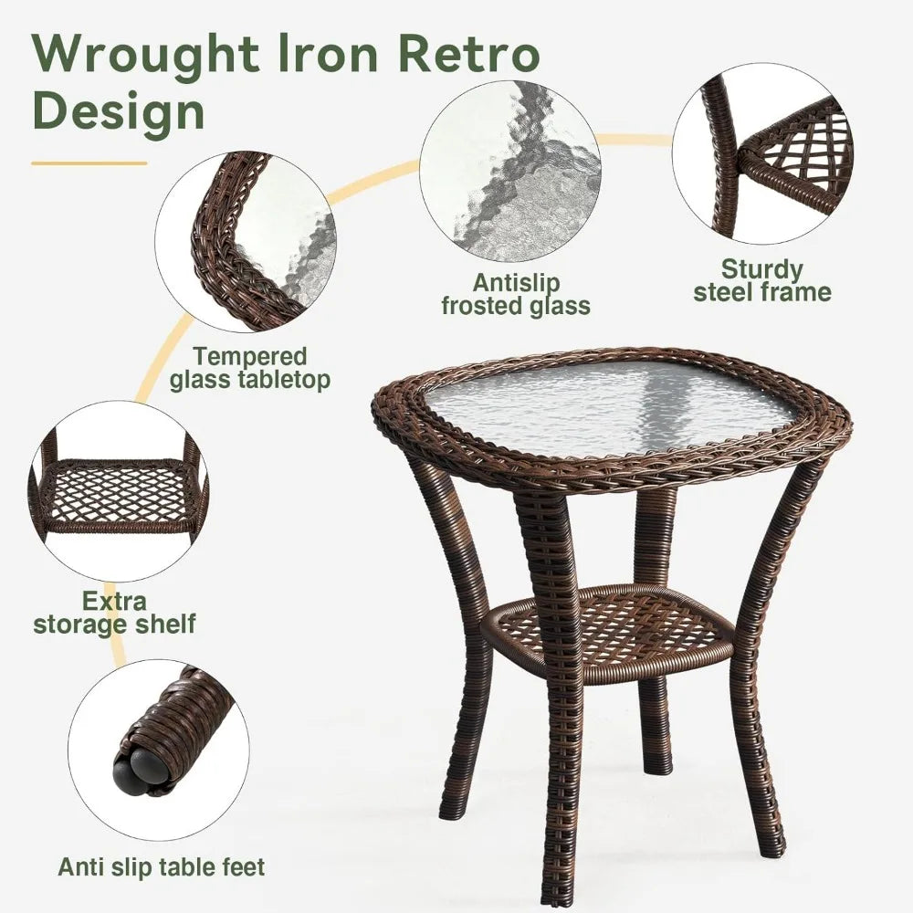 3 Pieces Patio Furniture Set With Swivel Rocker Chairs Set Of 2 Wicker Outdoor Bistro Set With Rocking Chair And Thickened Cushions