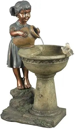 Versando Bird Bath Outdoor Water Fountain Durable Fiberglass Resin 21L x 14W x 29H