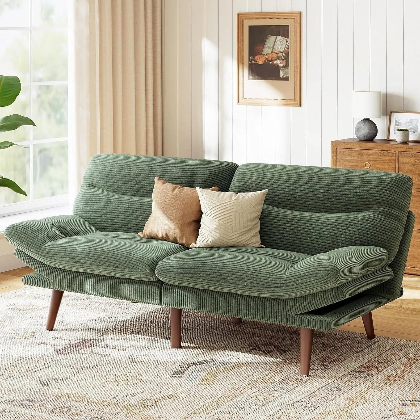 Convertible Futon Sofa Bed With Adjustable Backrest