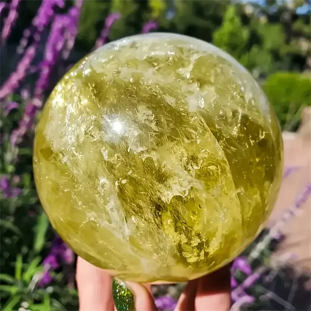 1pc AAAA+ grade natural lemon crystal ball, with golden shimmering silver content - the ideal crystal handicraft for crystal