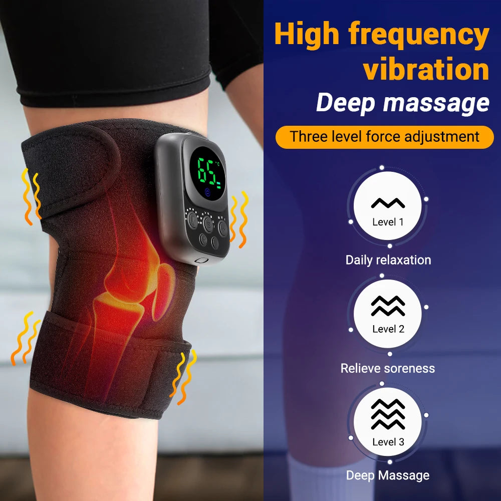 3 in 1 Shoulder Knee Elbow Heated Vibration Knee Massager Pad for Joint Pain Relief and Health Care Support Belt