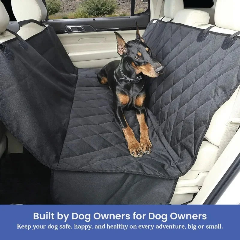 Dog Backseat Cover with Hammock for Cars SUVs and Trucks Waterproof Nonslip Seat Protector Durable Nylon Clips