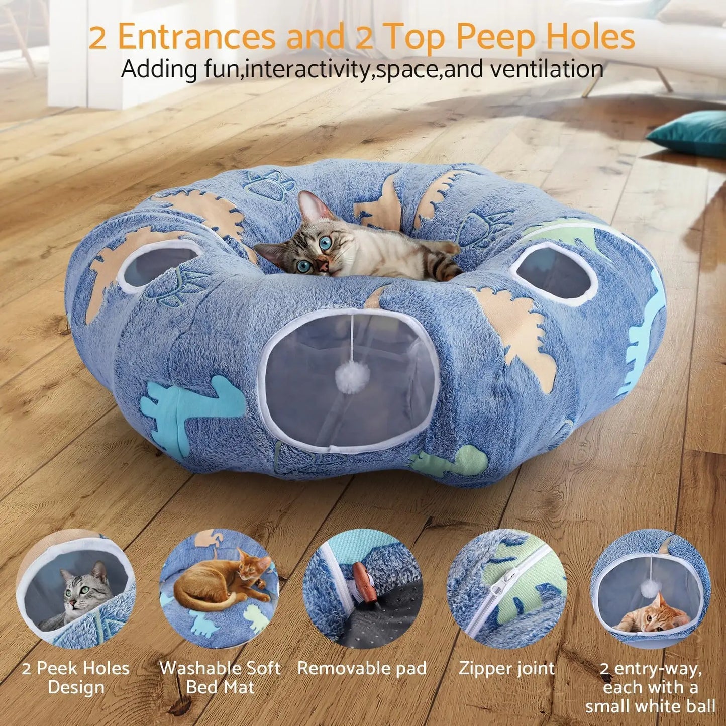 Cat Tunnels For Indoor Cats Foldable Washable Play System