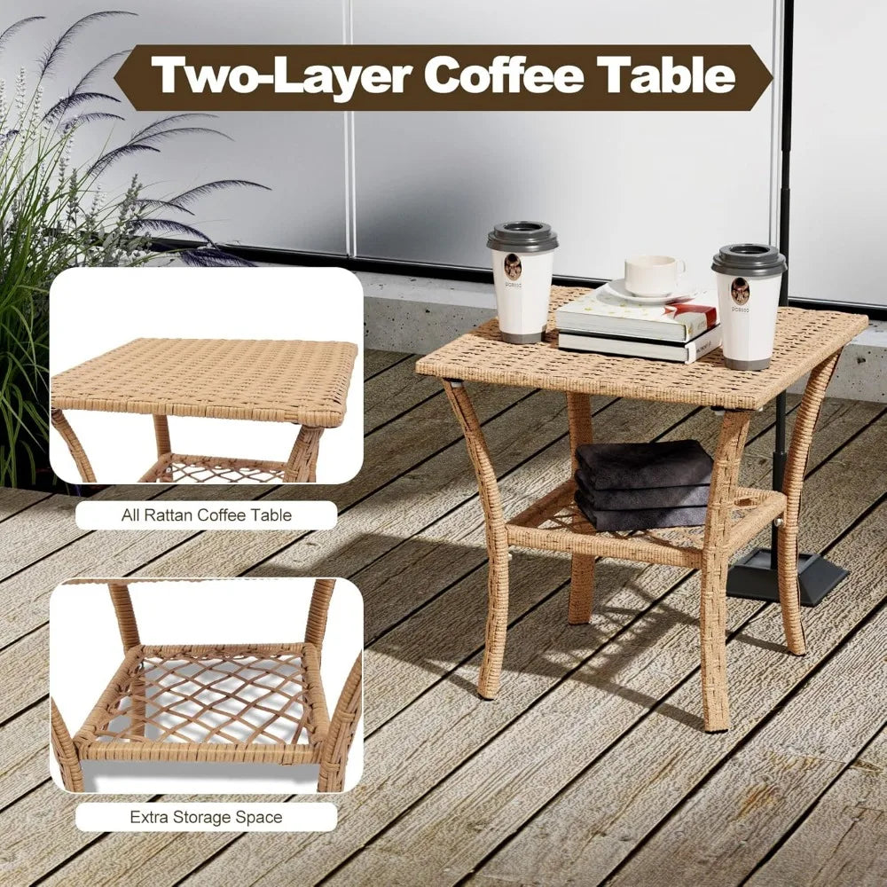 3 Piece Outdoor Swivel Rocker Patio Chairs Set 360 Degree