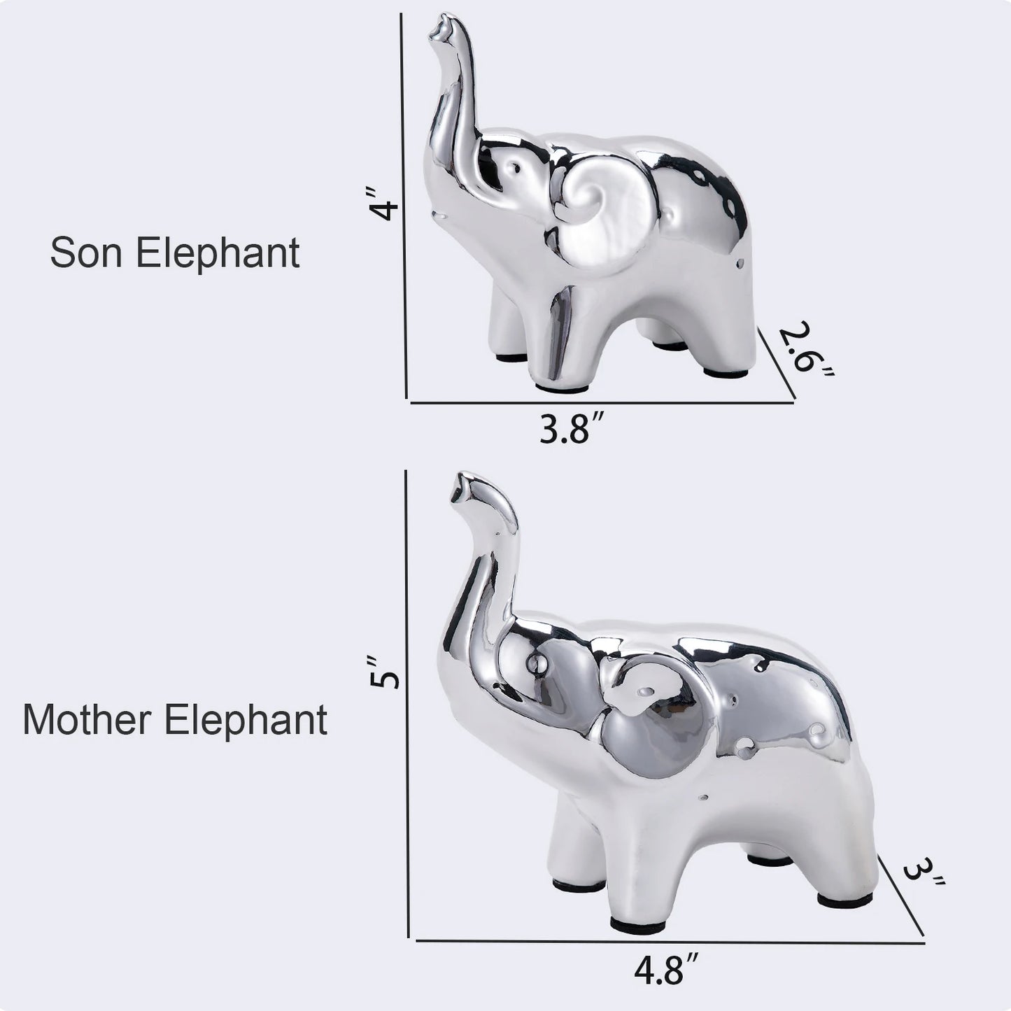 Ceramic Elephant Statue Pair Animal Sculpture Craft for Home Office Desktop Decor Wealth Lucky Gift for Christmas and Mother's Day