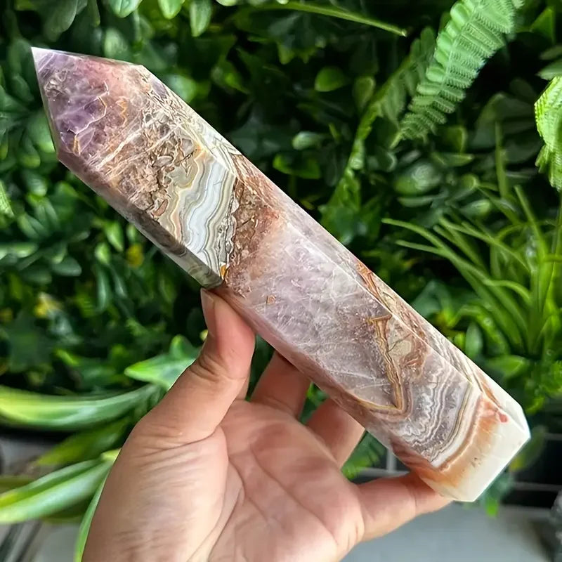 1PC Stunning Rare Amethyst Lace Agate Crystal Tower Reiki Healing Natural Stone Meditation Focus Spiritual Gift