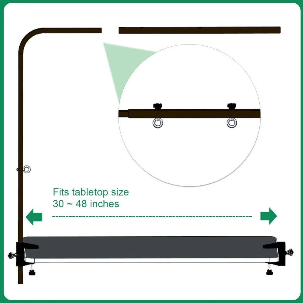 Overhead Pet Grooming Arm Bars with Clamps for Dog Bathing and Grooming