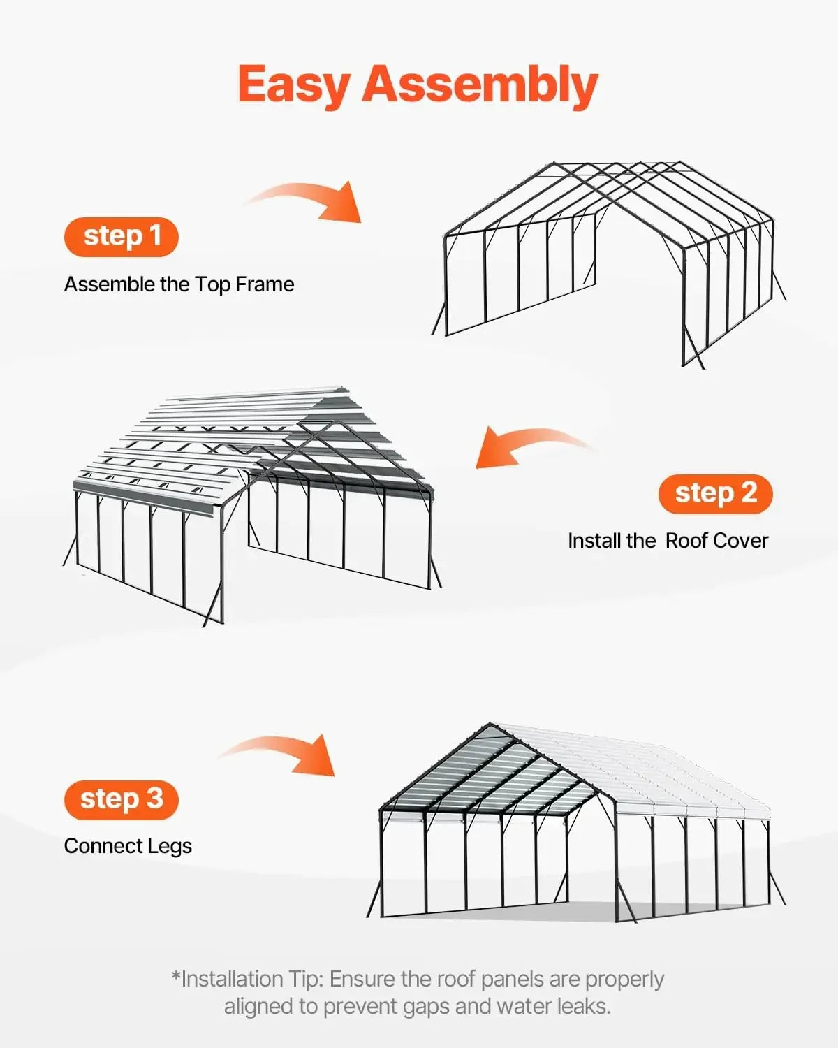 20x24 Ft Heavy Duty Metal Carport With Removable Sidewalls