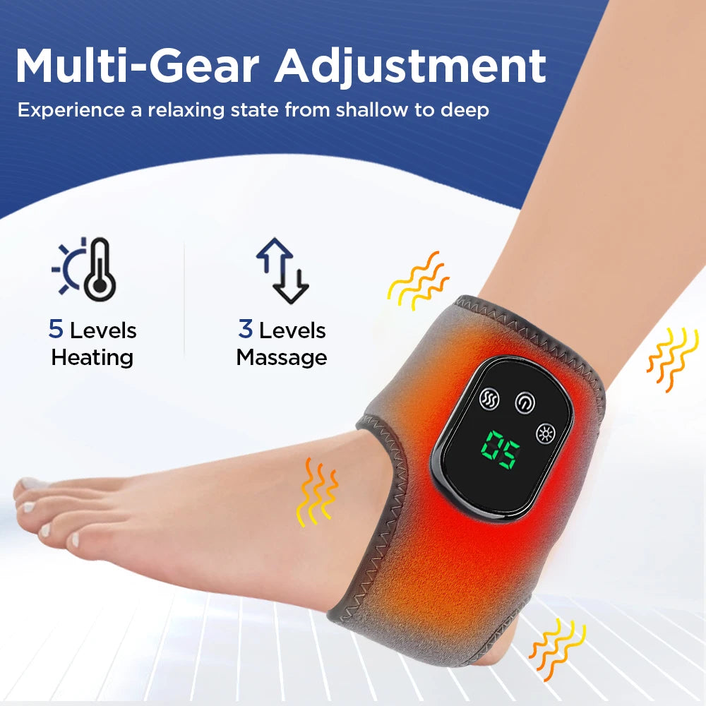 Electric Foot Heat Massager with Hot Compress and Vibration for Ankle Joint Protection