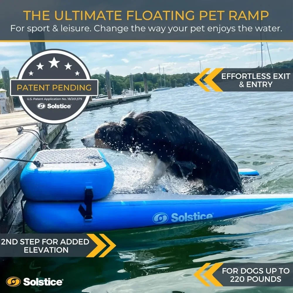 Original Inflatable Pup Plank Dog Float Ramp Ladder for Pools Boats Docks Dog Water Steps for Pets Up to 200 Pounds
