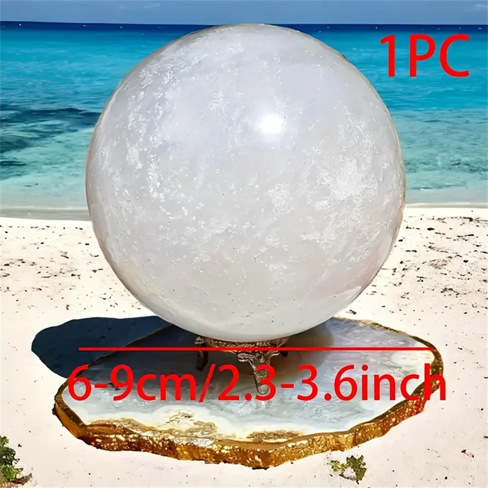 Delicate White Calcite Crystal Ball Healing Gemstone Gift