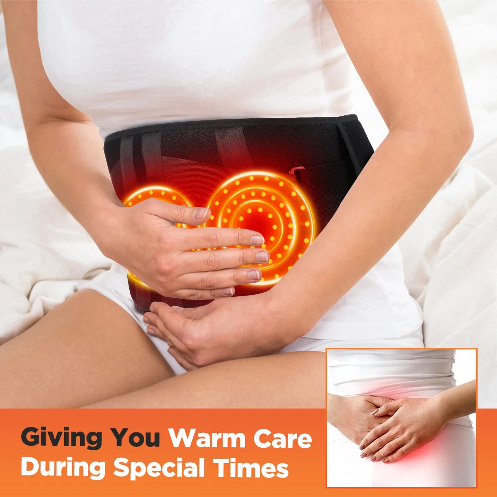 Heating Vibration Massager Belt with Red Light Hot Compress for Waist Support and Back Massage Lumbar Support Health Care