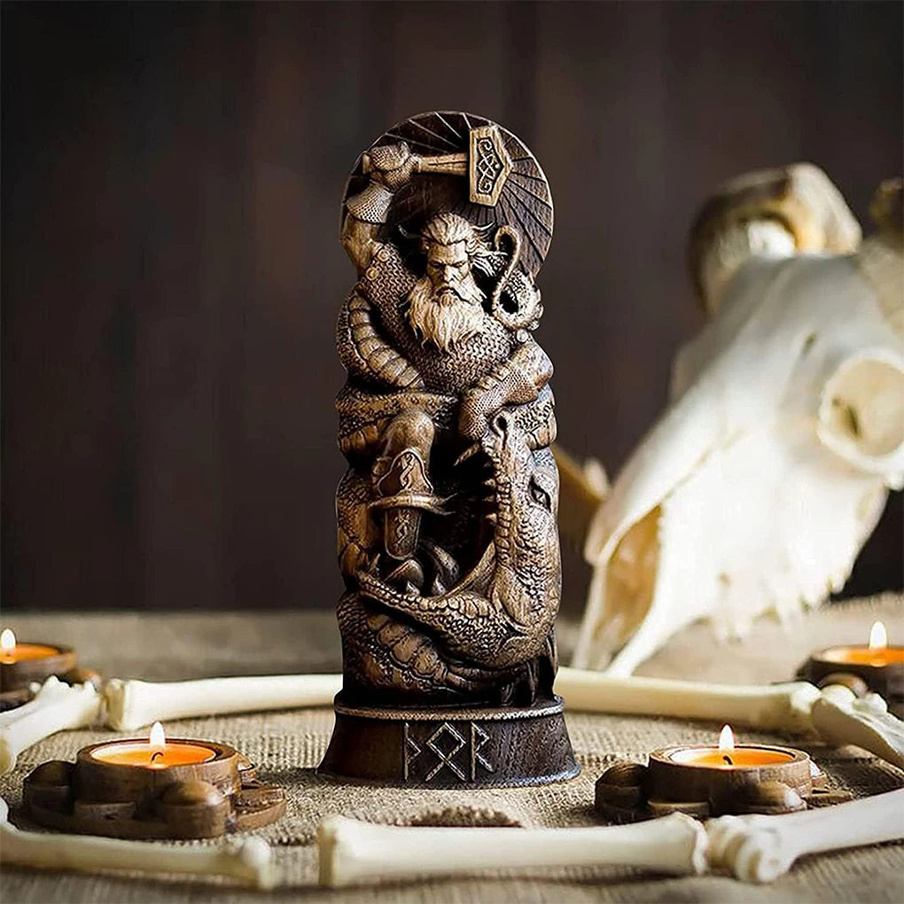4 Pieces Set Gift Choice Norse Gods Sculpture Ornament Resin Materials Elegant Decoration Unique Style