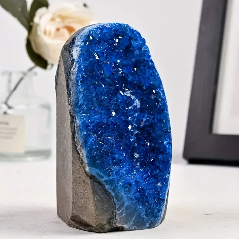 Stunning Blue Crystal Cut Base Cluster Quartz Specimen for Crystal Healing Home Decoration Gift