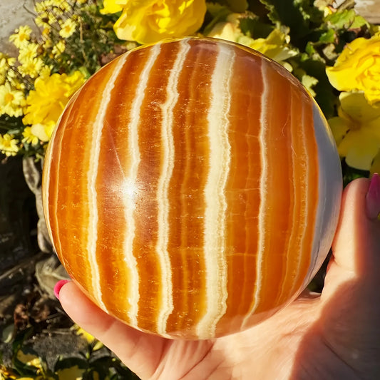Orange Calcite Crystal Ball For Banquets And Holiday Decor