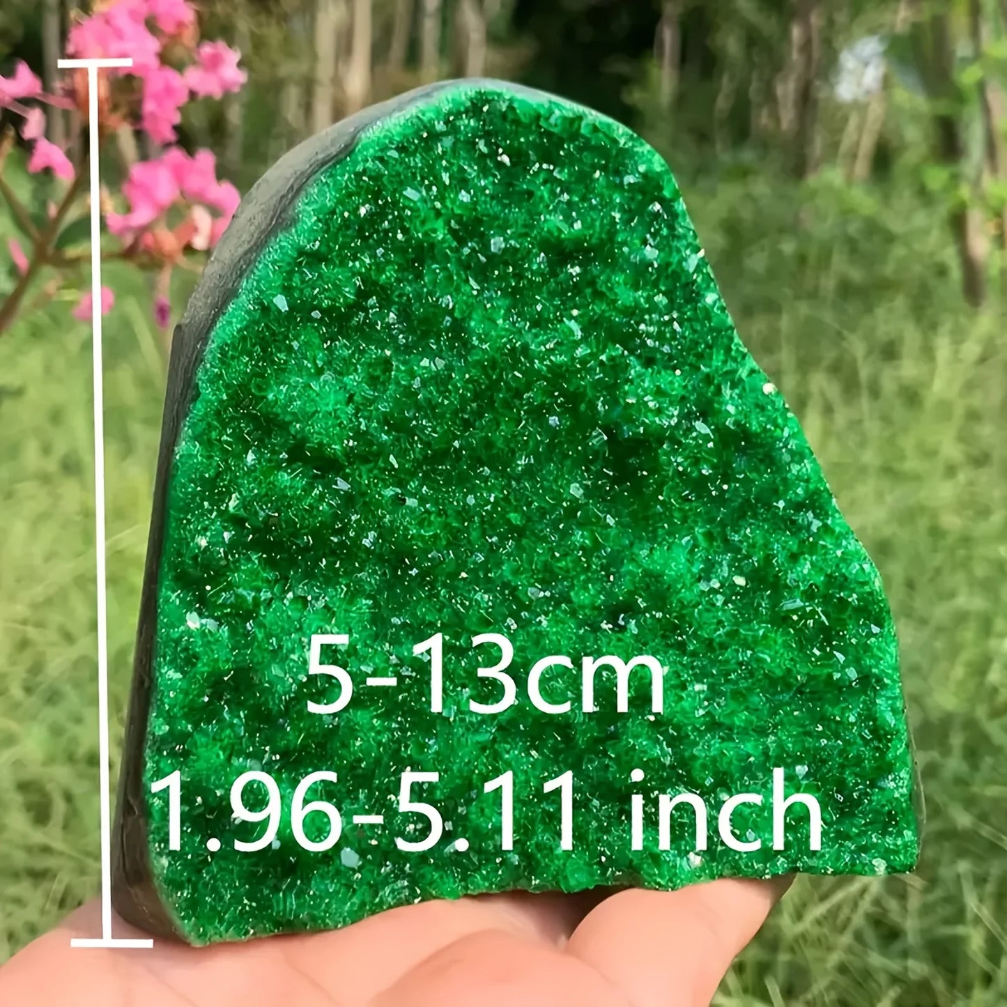 Sparkling Green Crystal Cluster Geode with Polished Edges