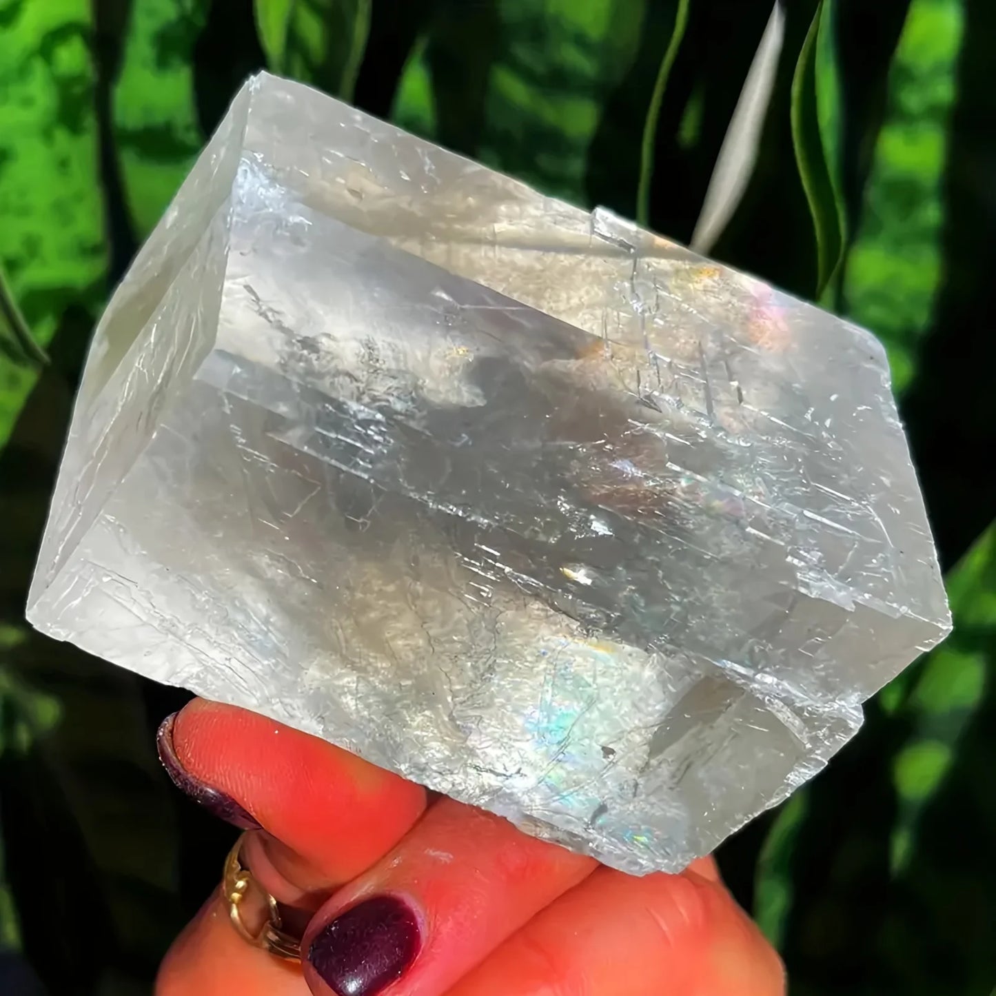 Sparkling Optical Calcite Cube With Rainbows Holiday Gifts