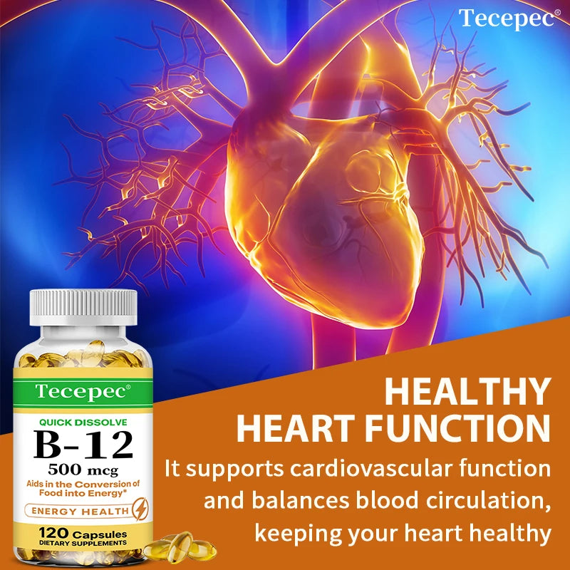 Vitamin B12 Supplement for Nervous System Health Capsules