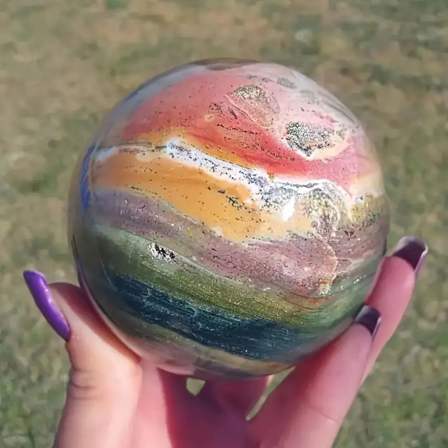 Natural Ocean Jasper Ball Decoration Healing Crystals Souvenir Gift Divination Decoration Ball Crystal Energy Home Decoration