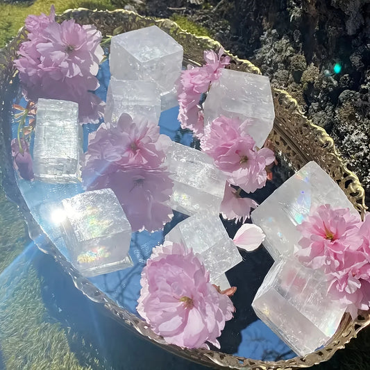 Sparkling Optical Calcite Cube With Rainbows Holiday Gifts