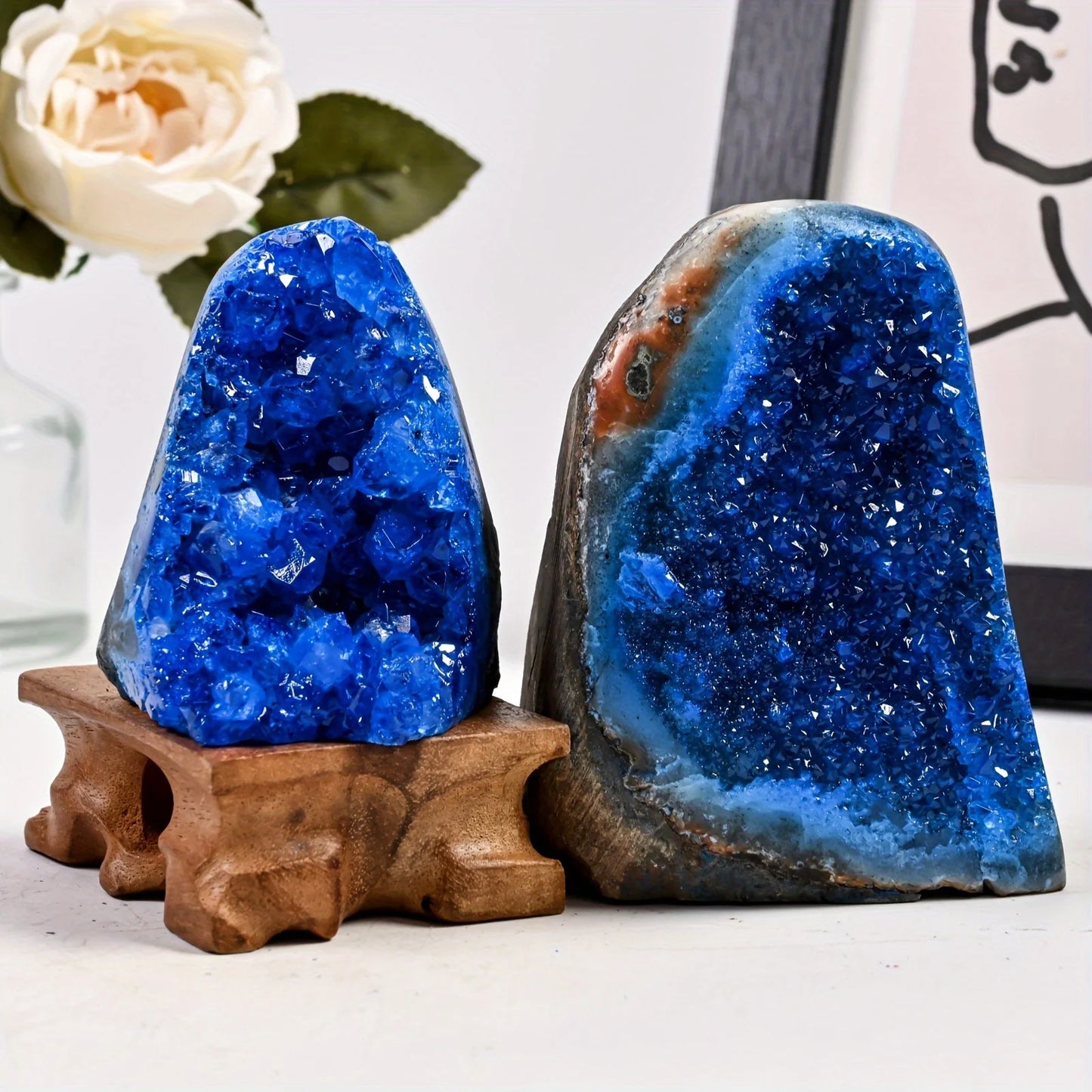 Stunning Blue Crystal Cut Base Cluster Quartz Specimen for Crystal Healing Home Decoration Gift