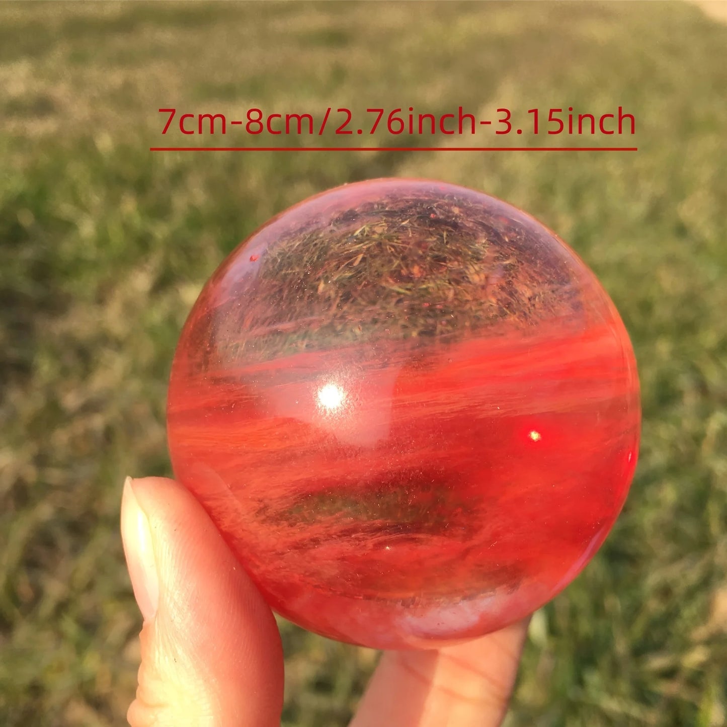 Red Smelting Stone Ball Quartz Crystal Sphere Home Decor