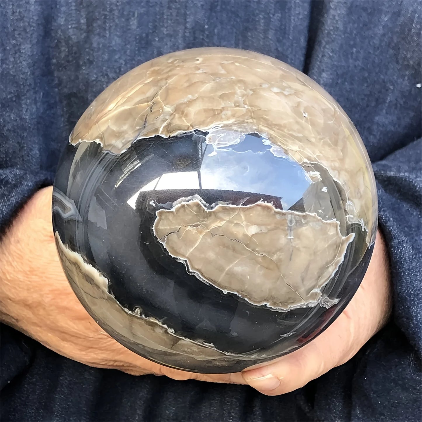 Natural Volcanic Agate Sphere with UV Reactive Fluorescence Crystal Ball Ornament Home Decoration Souvenir Gift