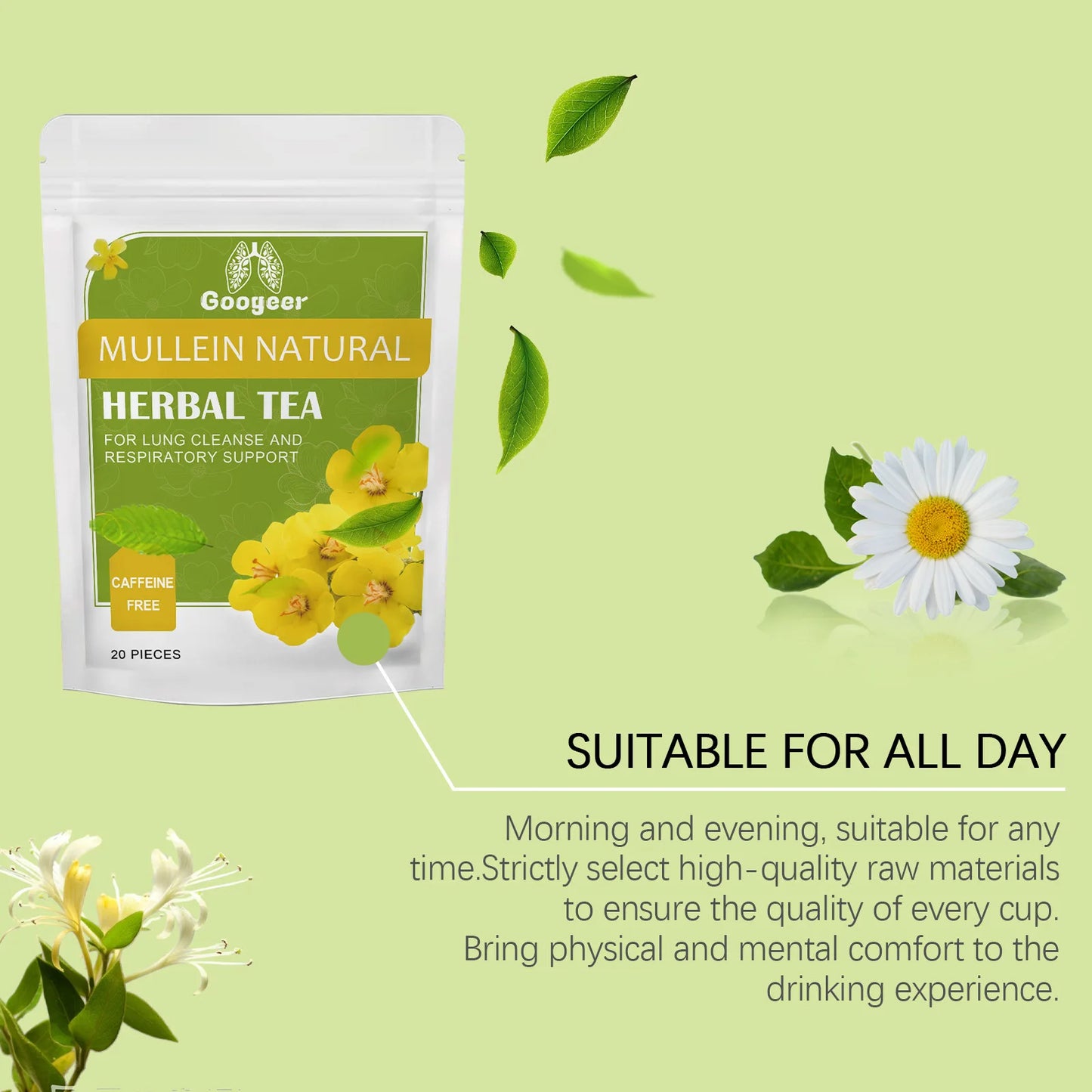 Googeer 20pcs Herbal Tea For Lung Cleansing And Liver Detox Supplement With Light Fresh Taste