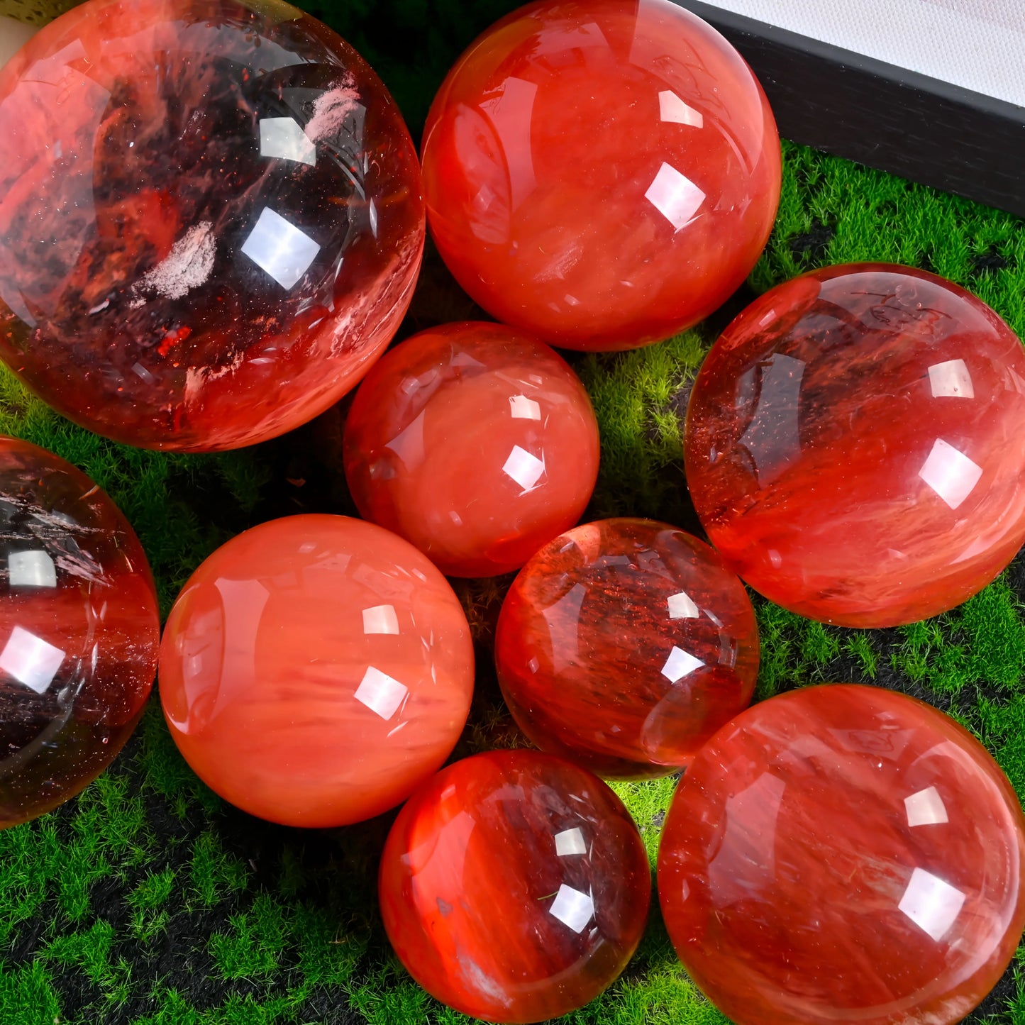 Red Smelting Stone Ball Quartz Crystal Sphere Home Decor