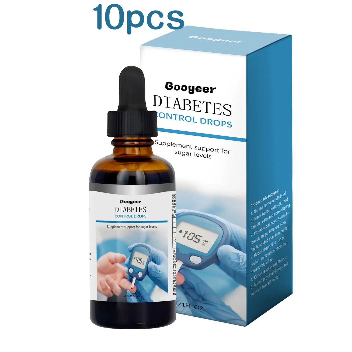 Googeer 30ml Blood Sugar Control Drops Vitamin B1 Oral Regulator Enhance Immunity Health Care