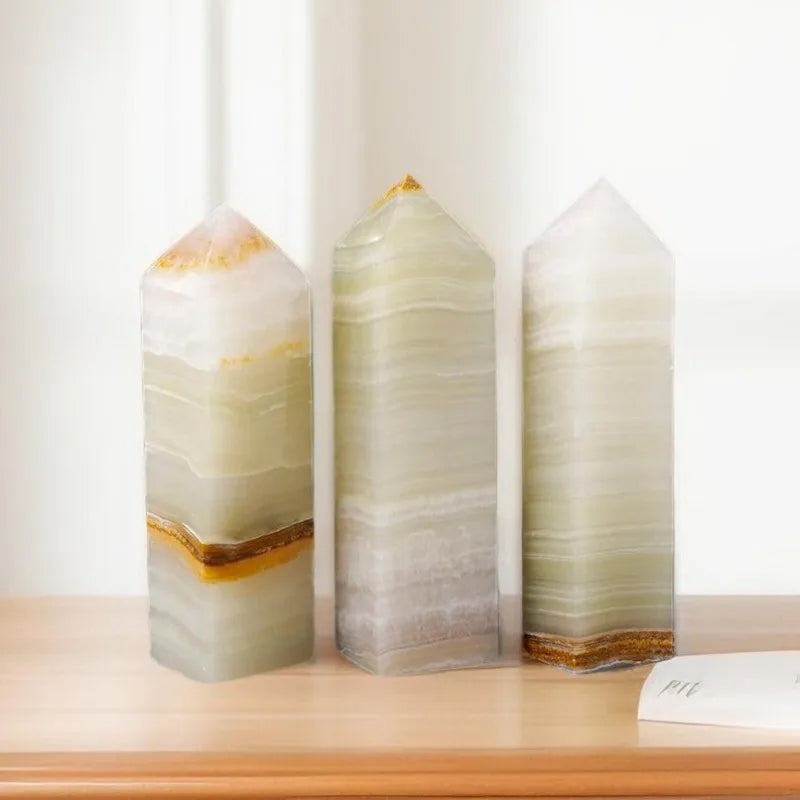 Natural Afghan Jade Four Sided Crystal Tower Magic Point Healing Stone Obelisk Wand Stone Home Decor