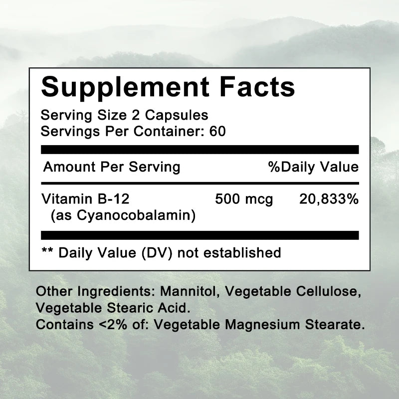 Vitamin B12 Supplement for Nervous System Health Capsules