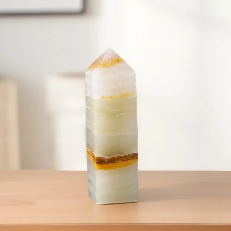 Natural Afghan Jade Four Sided Crystal Tower Magic Point Healing Stone Obelisk Wand Stone Home Decor