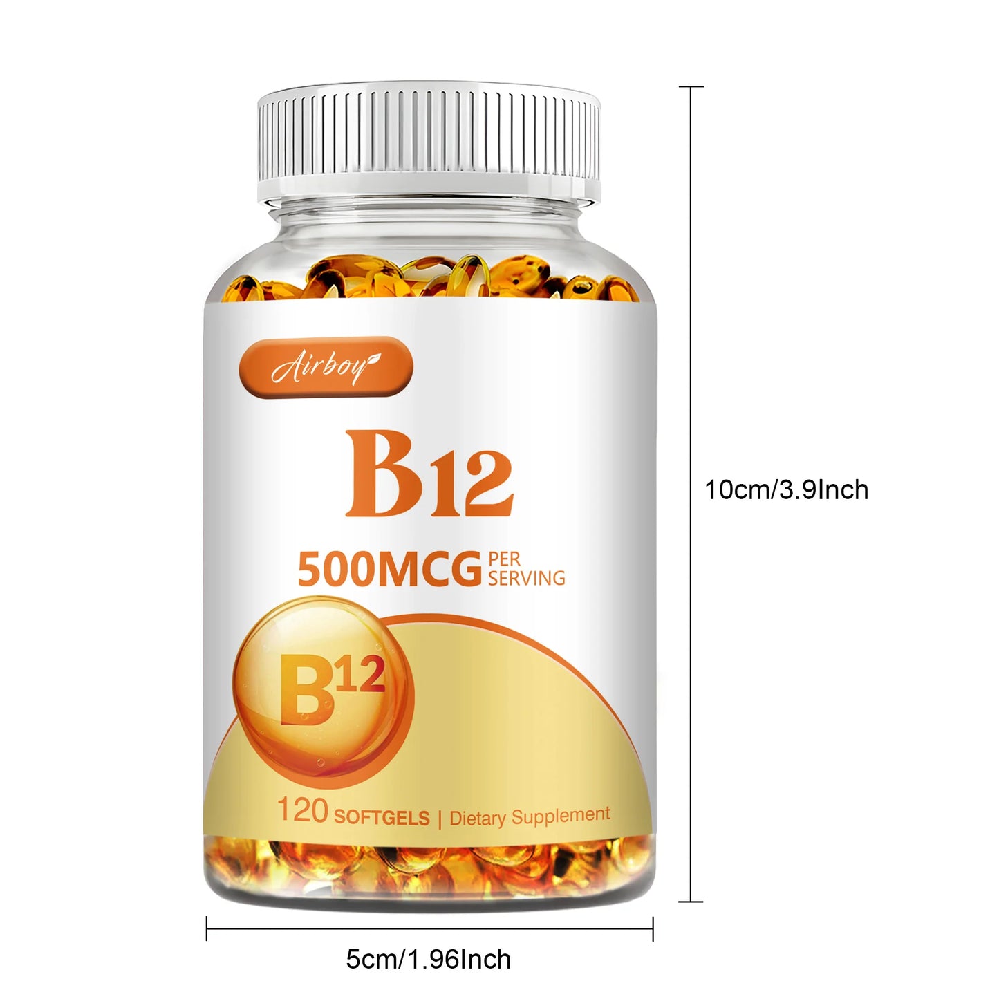 Vitamin B12 500mcg Energy Metabolism Support Nervous System Sleep Health Improve Mood 120 Capsules