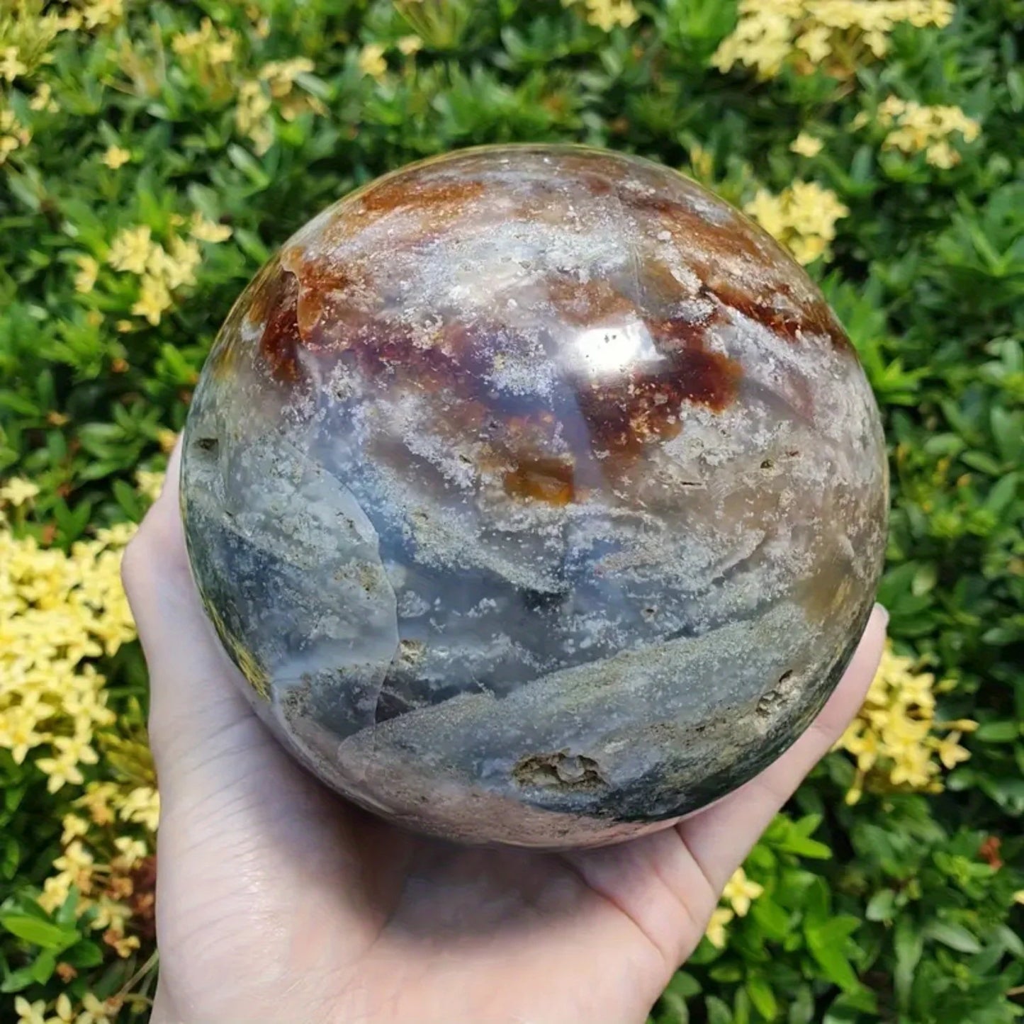 Natural Ocean Jasper Ball Decoration Healing Crystals Souvenir Gift Divination Decoration Ball Crystal Energy Home Decoration