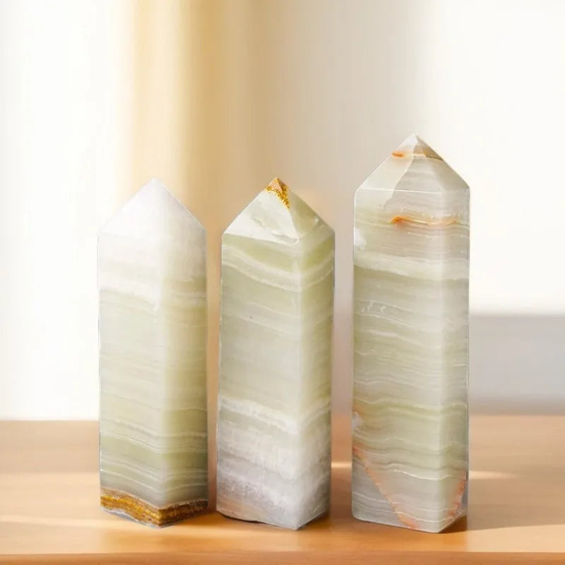 Natural Afghan Jade Four Sided Crystal Tower Magic Point Healing Stone Obelisk Wand Stone Home Decor