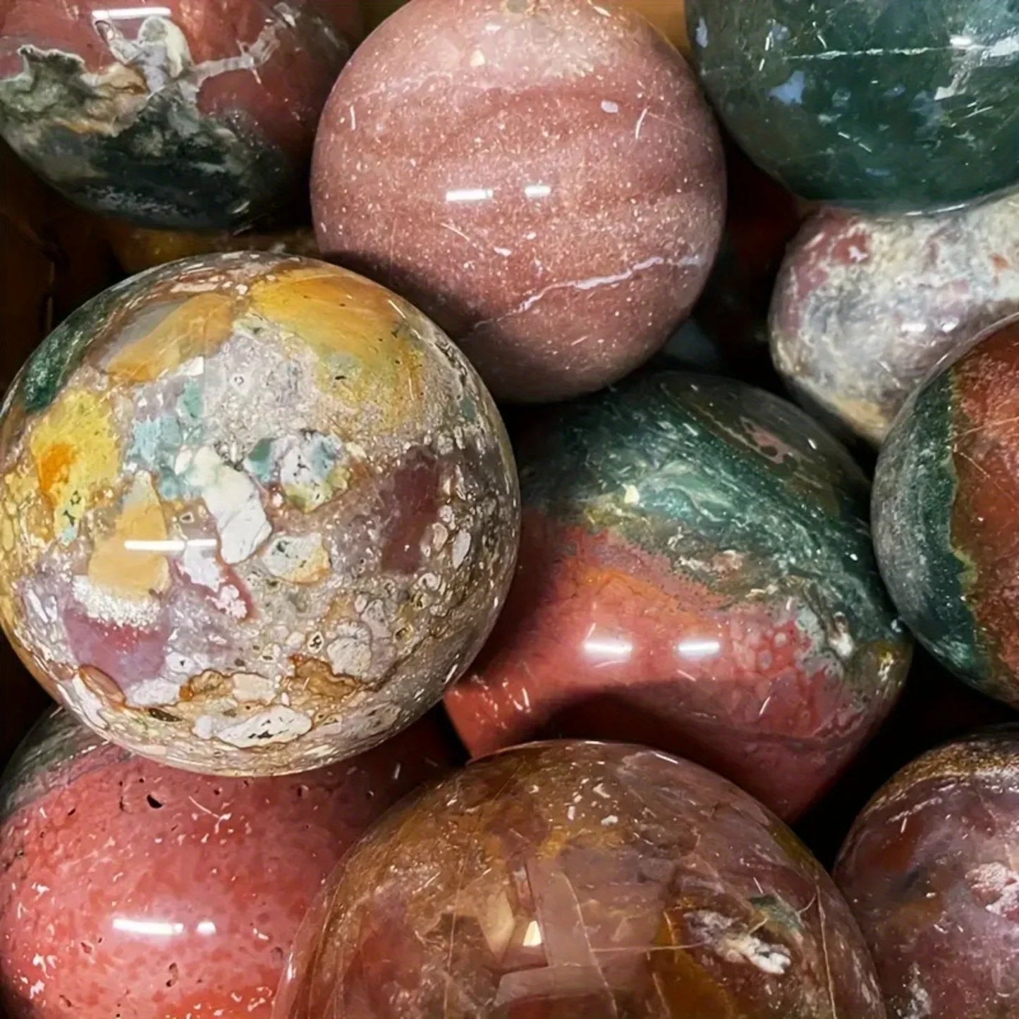Natural Ocean Jasper Ball Decoration Healing Crystals Souvenir Gift Divination Decoration Ball Crystal Energy Home Decoration