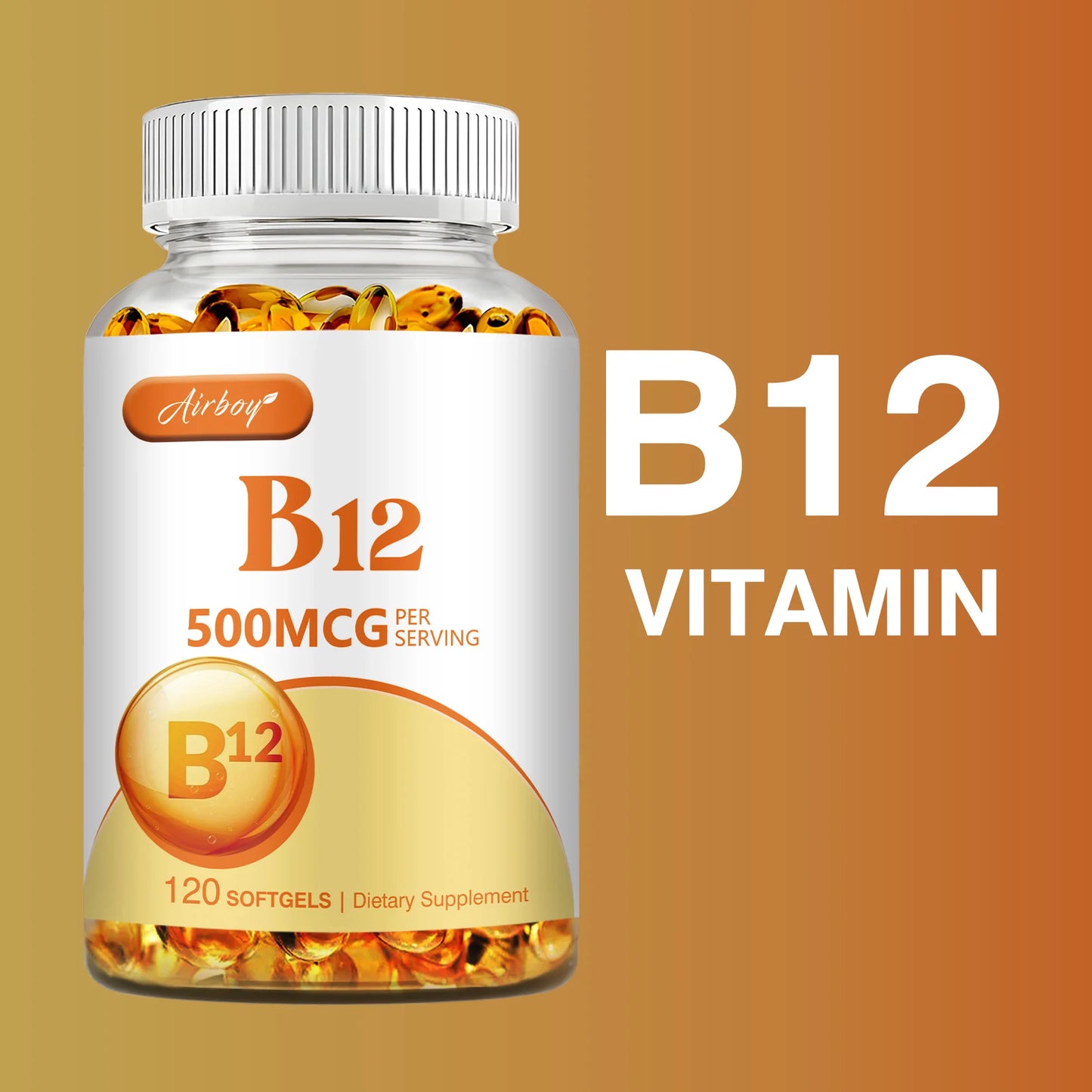 Vitamin B12 500mcg Energy Metabolism Support Nervous System Sleep Health Improve Mood 120 Capsules