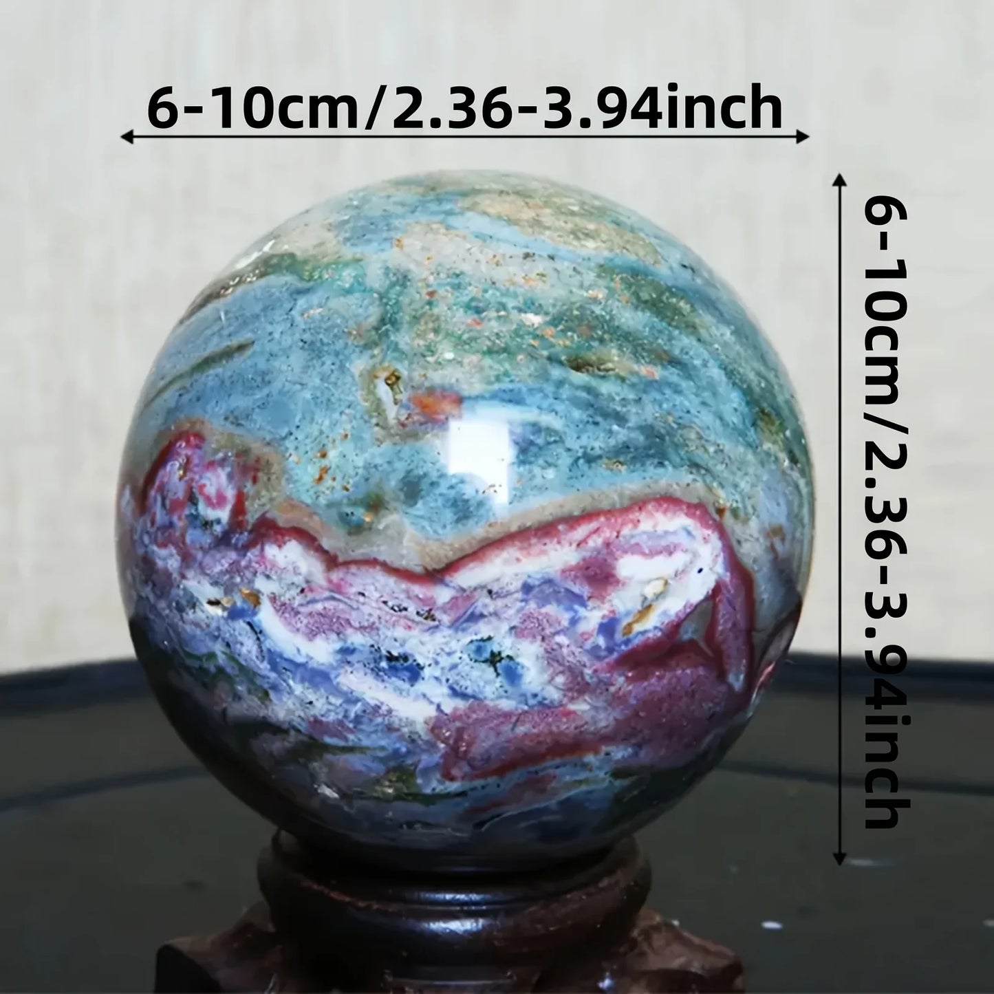 Natural Ocean Jasper Ball Decoration Healing Crystals Souvenir Gift Divination Decoration Ball Crystal Energy Home Decoration