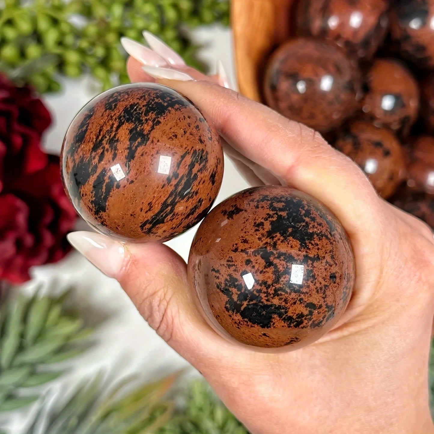 Red Obsidian Sphere Polished Crystal Display Piece Gift