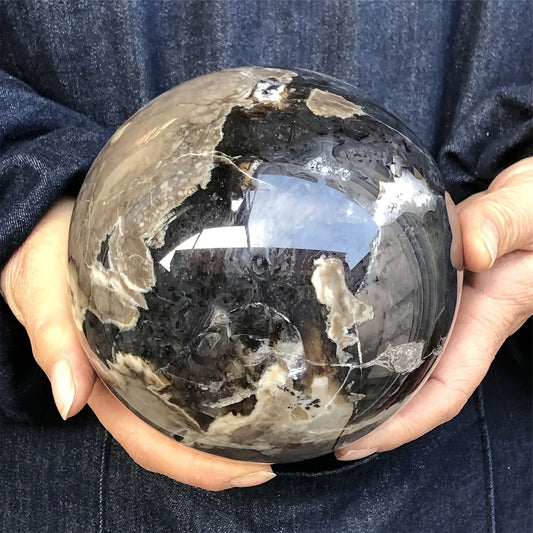 Natural Volcanic Agate Sphere with UV Reactive Fluorescence Crystal Ball Ornament Home Decoration Souvenir Gift